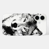 Wolf Black & White Pop Art Case-Mate iPhone Hülle (Rückseite (Horizontal))