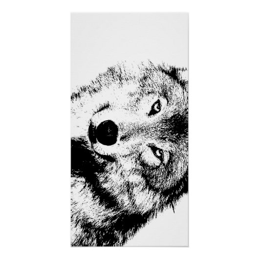 Wolf Black & White Pop Art Poster (Vorderseite)