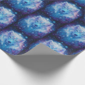 Wolf Blau Magie Mystik Geschenkpapier (Ecke)