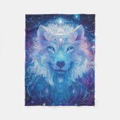 Wolf Blau Magie Sternenhimmel Zauber Fleecedecke (Vorderseite)