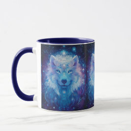 Wolf Blau magischer Sternenhimmel Tasse