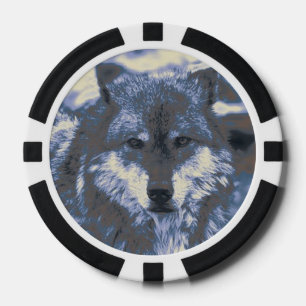 Wolf, blau pokerchips