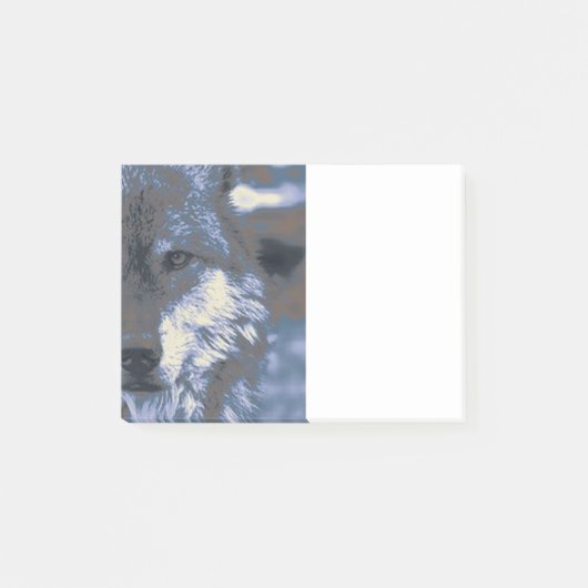 Wolf, blau post-it klebezettel (Vorderseite)