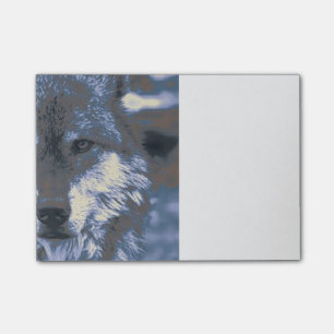 Wolf, blau post-it klebezettel