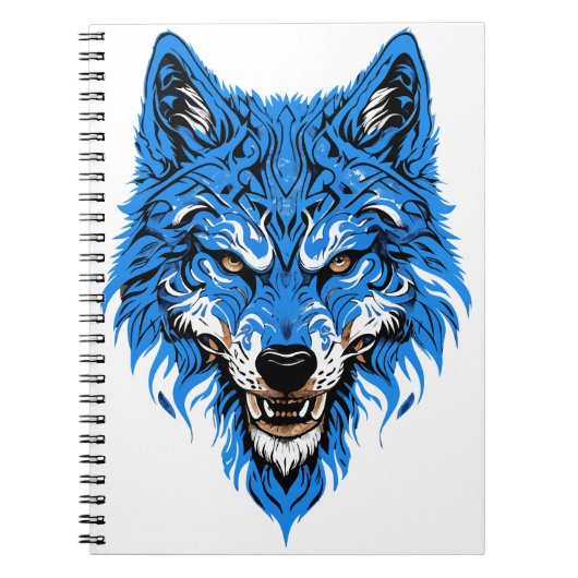 Wolf Blau-Weiß-Design Notizblock (Vorderseite)