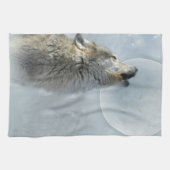 Wolf-blauer Mond-Amerikaner MoJo Geschirrtuch (Horizontal)