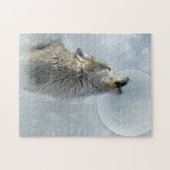 Wolf-blauer Mond-Puzzlespiel 10x14 Puzzle (Horizontal)