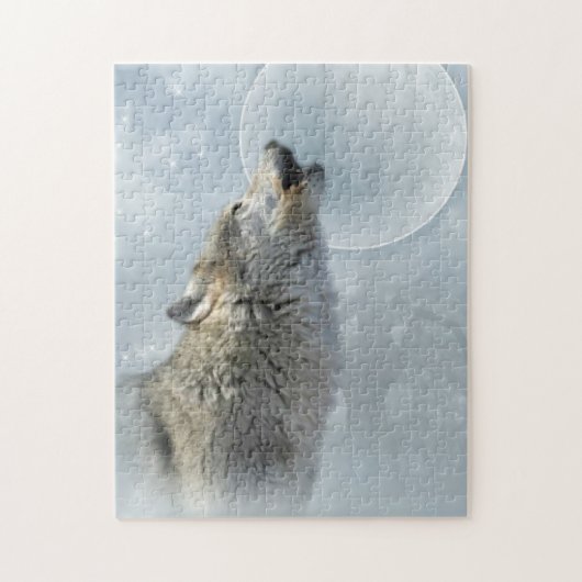 Wolf-blauer Mond-Puzzlespiel 10x14 Puzzle (Vertikal)