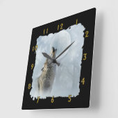 Wolf-blauer Mond Quadratische Wanduhr (Winkel)