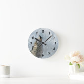 Wolf-blauer Mond Runde Wanduhr (Zuhause)