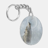 Wolf-blauer Mond-Schlüsselkette Schlüsselanhänger (Vorderseite links)