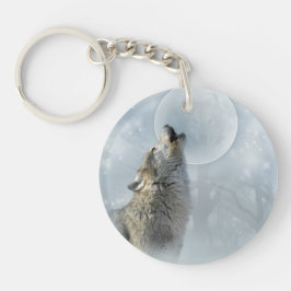 Wolf-blauer Mond-Schlüsselkette Schlüsselanhänger