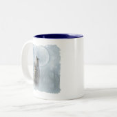 Wolf-blauer Mond Zweifarbige Tasse (Vorderseite Links)