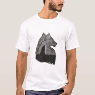Wolf Bleistift-Skizze T-Shirt Realistische Wolf