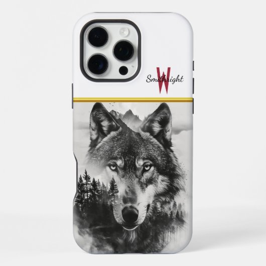 Wolf blickt durch scheußliche Wälder iPhone Hülle (Rückseite)