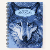 Wolf Blue Celestial Cosmic Stars Soziale Angst Notizblock (Vorderseite)