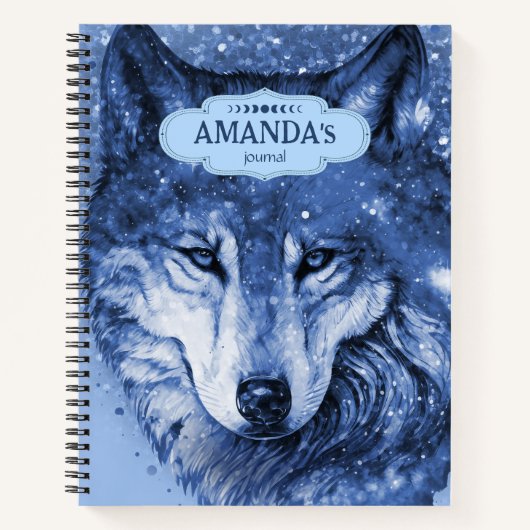 Wolf Blue Celestial Cosmic Stars Soziale Angst Notizblock (Vorderseite)