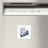 Wolf Blue Forest Grunge Magnet (In Situ (Geschirrspüler))