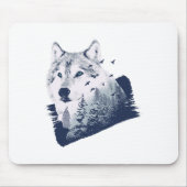 Wolf Blue Forest Grunge Mousepad (Vorne)