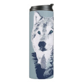 Wolf Blue Forest Grunge Thermosbecher (Nach links gedreht)