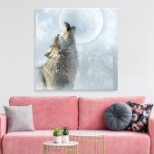 Wolf Blue Moon LEINWAND (Insitu (Wohnzimmer))