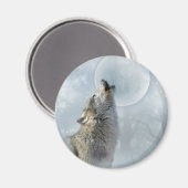 Wolf Blue Moon Magnet (Vorderseite/Rückseite)