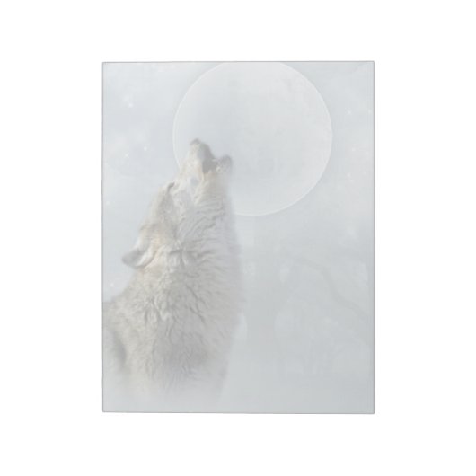 Wolf Blue Moon Notepad 8.5X11 Notizblock (Rotiert)