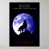 Wolf Blue Night Motivierend Courage Poster (Vorne)