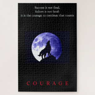 Wolf Blue Night Motivierend Courage Puzzle