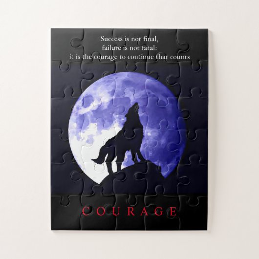 Wolf Blue Night Motivierend Courage Puzzle (Vertikal)