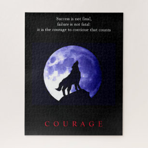Wolf Blue Night Motivierend Courage Puzzle