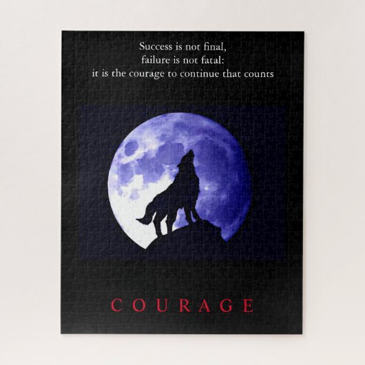 Wolf Blue Night Motivierend Courage Puzzle (Vertikal)