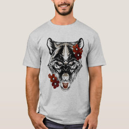 Wolf Blume Tatoo Vintag T-Shirt