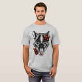 Wolf Blume Tatoo Vintag T-Shirt (Vorne ganz)
