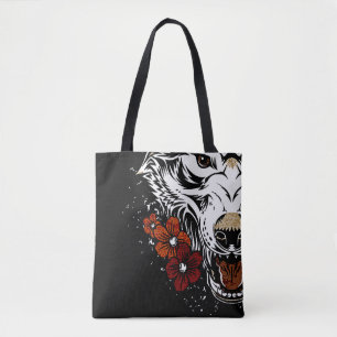 Wolf Blume Tatoo Vintag Tasche