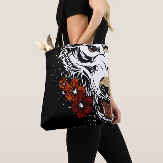 Wolf Blume Tatoo Vintag Tasche (Von Nahem)