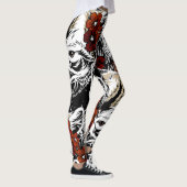 Wolf Blume Tatoo Vintages Muster Leggings (Rechts)