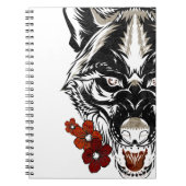 Wolf Blume Tatoo Vintages Muster Notizblock (Vorderseite)