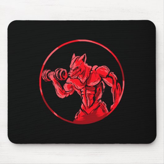 Wolf Bodybuilder Workout für Gym Training Bodybuil Mousepad (Vorne)