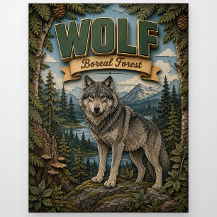 Wolf Boreal Wald POPCUT Postkarte