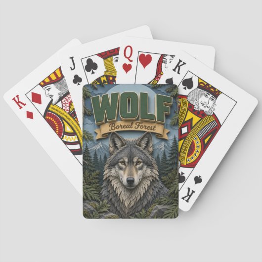 Wolf Boreal Wald POPCUT Spielkarten (Rückseite)