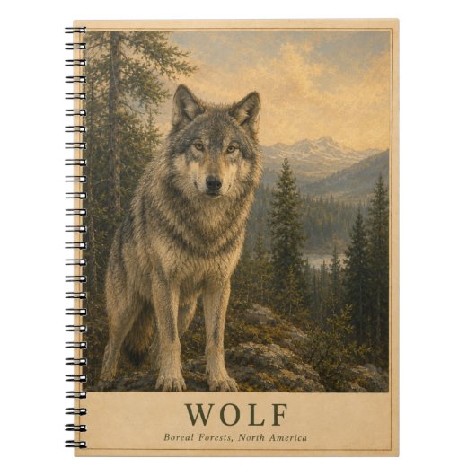 Wolf Boreal Wald VINTAGE Notizblock (Vorderseite)