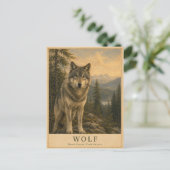 Wolf Boreal Wald VINTAGE Postkarte (Stehend Vorderseite)