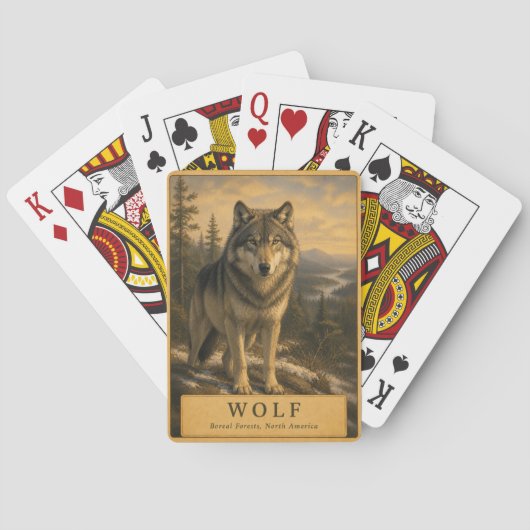 Wolf Boreal Wald VINTAGE Spielkarten (Rückseite)