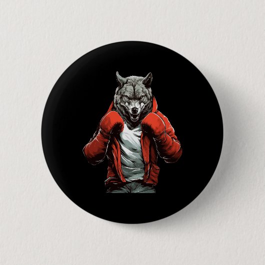 Wolf Boxer Boxen Mixed Martial Arts Kickboxen Button (Vorderseite)