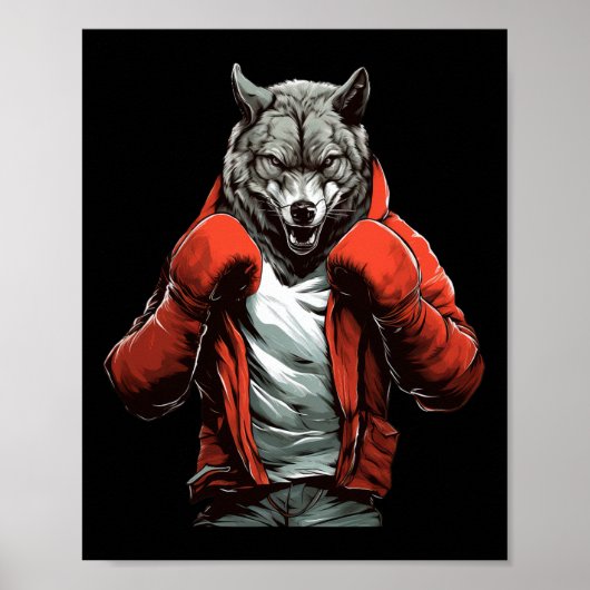 Wolf Boxer Boxen Mixed Martial Arts Kickboxen Poster (Vorne)