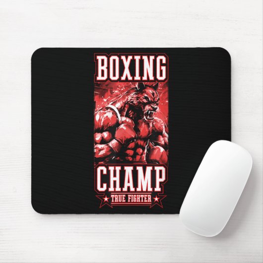 Wolf Boxing Champ _ Boxer Fighter Motivation  Mousepad (Mit Mouse)