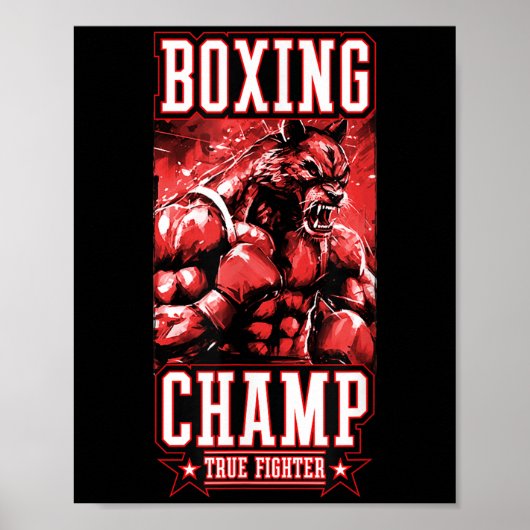 Wolf Boxing Champ _ Boxer Fighter Motivation Poster (Vorne)