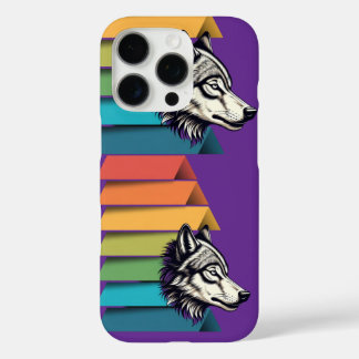 Wolf Breaking Through Color Stripes – Bold Graphic iPhone 16 Pro Hülle