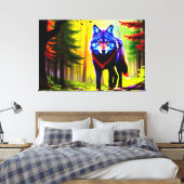 Wolf Bright Forest Animal Neon Dawn Wild Leinwanddruck (Insitu (Schlafzimmer))